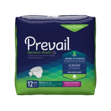 Prevail Bariatric Adult Diaper Brief XXL (62" to 73") by First Quality - Case of 48.