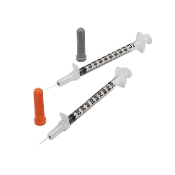 Monoject Insulin Syringe with Permanent Needle 28G x 1/2", 1 mL by Covidien - Box of 100