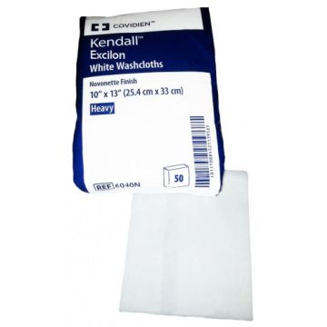 Kendall Excilon Washcloth, Novonette Finish, 10" x 13", White by Covidien - Bag of 50.