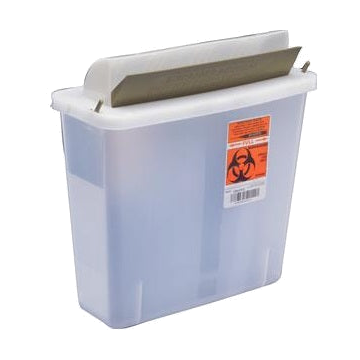 In-Room™ Sharps Container with Mailbox-style lid 5 Quart, Clear by Covidien/Kendall