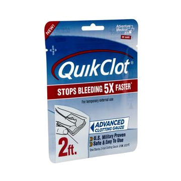 Adventure QuikClot Advanced Clotting Hemostatic Gauze - 3 Inches x 2 FT