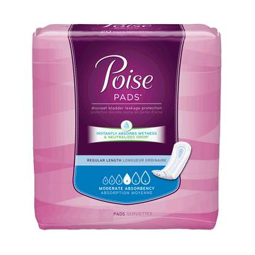 Poise Pads Moderate Absorbency 11" by Kimberly Clark - Case of 120.