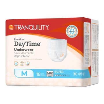 Tranquility Premium DayTime Adult Disposable Absorbent Underwear - Medium 34 to 48 Inch Waist / Hip / Bag of 18
