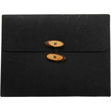 9 x 11 3/4 x 5/8 Button and String Portfolios - Black Rainforest