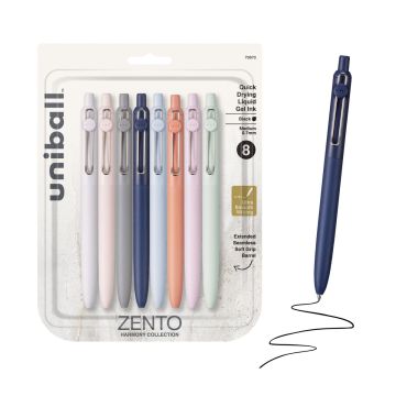 uniball™ Zento, 0.7mm Liquid Gel Ink Retractable Pens, Fashion Barrel Color, Multi-Packs - 2 Count / Assorted; Boho Barrel Colors / 0.7 mm
