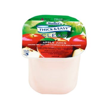 Thickened Beverage Thick & Easy - Case of 24 - 4 oz. Portion Cup Apple Flavor Liquid IDDSI Level 2 Mildly Thick
