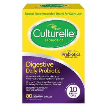 CULTURELLE Supplements & Health - Lactobacillus GG 10 Billion CFUS & Inulin 200mg, 80 Capsules