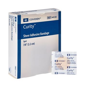 Adhesive Strip Curity Plastic Sheer Sterile- Box - Spot 7/8 Inch / Box/100