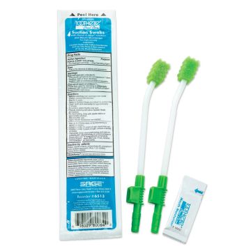 Sage Suction Swab System, with Perox-A-Mint Solution and Mouth Moisturizer - Each