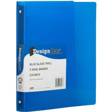 Blue Plastic 3/4 Inch 3-Ring Binder