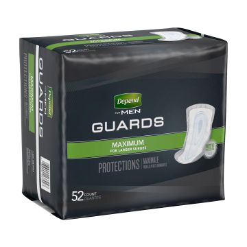 Bladder Control Pad Depend® Guards for Men 12 Inch Length Heavy Absorbency Sodium Polyacrylate Core One Size Fits Most - Bag of 52