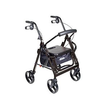 Drive Medical Duet Transport Wheelchair Walker Rollator - Black