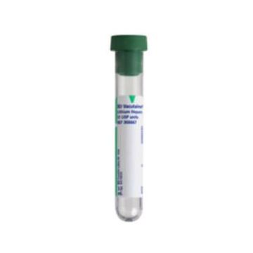 BD Vacutainer® Venous Blood Collection Tube Plasma Tube Lithium Heparin Additive 13 X 75 mm 3 mL Green Conventional Closure Plastic Tube