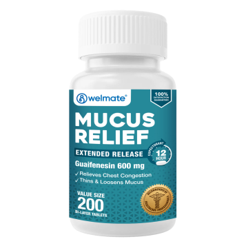 WELMATE Cough & Cold - Guaifenesin 600mg, 200 Tablets (Generic Mucinex)
