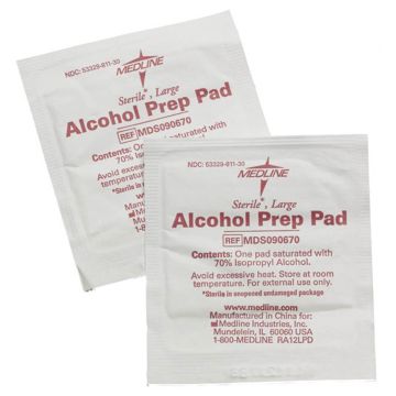 Alcohol Prep Pad, 2-Ply Large - Box of 100