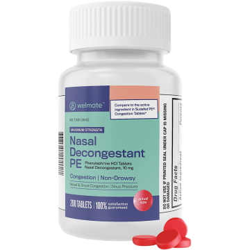 WELMATE Cough & Cold - Phenylephrine 10mg, 200 Tablets (Generic Sudafed)