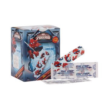 Adhesive Strip American White Cross Stat Strip 3/4 X 3 Inch Plastic Rectangle Kid Design - Spider-Man