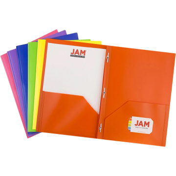 9 x 12 Plastic Pop with Clasp Folders - 6 Pack - Assorted Primary