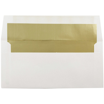 3 7/8 x 8 1/8 Invitation Envelopes - White with Gold Foil Lining 24lb