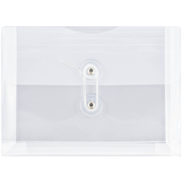 5 1/2 x 7 1/2 Index Booklet Plastic Envelopes with Button & String - Clear