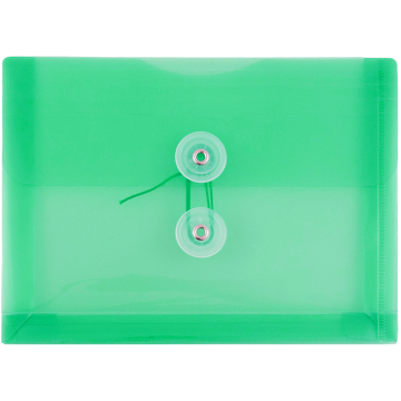 5 1/2 x 7 1/2 Index Booklet Plastic Envelopes with Button & String - Green