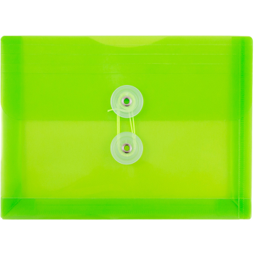 5 1/2 x 7 1/2 Index Booklet Plastic Envelopes with Button & String - Lime Green