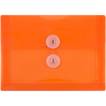5 1/2 x 7 1/2 Index Booklet Plastic Envelopes with Button & String - Orange