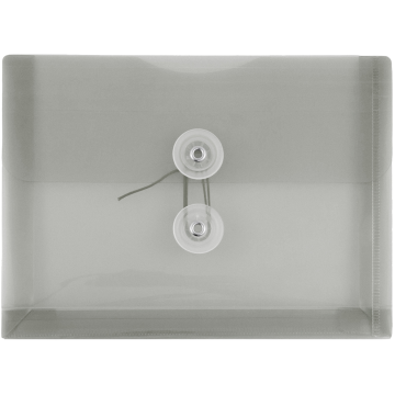 5 1/2 x 7 1/2 Index Booklet Plastic Envelopes with Button & String - Smoke