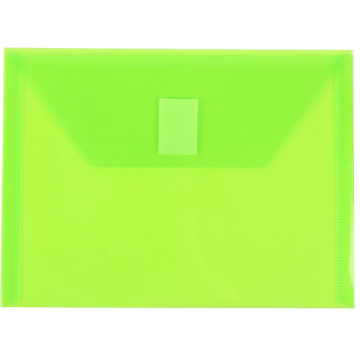 5 1/2 x 7 1/2 Index Booklet Plastic Envelopes with Hook and Loop Closure - Lime Green