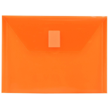 5 1/2 x 7 1/2 Index Booklet Plastic Envelopes with Hook and Loop Closure - Orange
