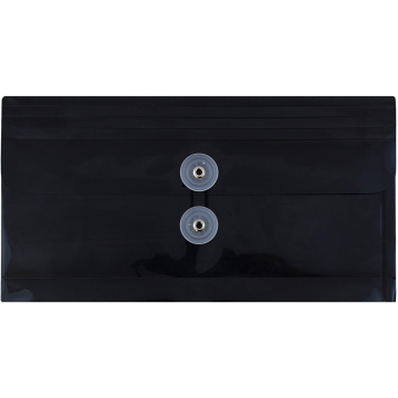 #10 Business Plastic Envelopes (5 1/4 x 10) with Button & String - Black