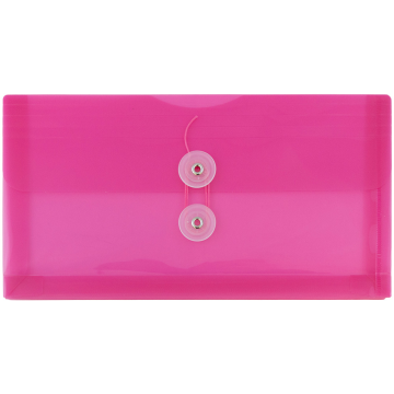 #10 Business Plastic Envelopes (5 1/4 x 10) with Button & String - Fuchsia Pink