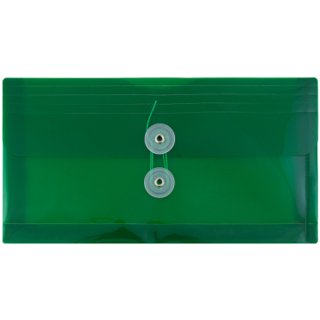 #10 Business Plastic Envelopes (5 1/4 x 10) with Button & String - Green