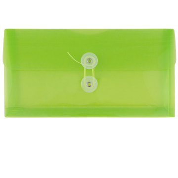 #10 Business Plastic Envelopes (5 1/4 x 10) with Button & String - Lime Green