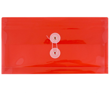 #10 Business Plastic Envelopes (5 1/4 x 10) with Button & String - Red