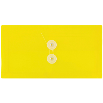 #10 Business Plastic Envelopes (5 1/4 x 10) with Button & String - Yellow