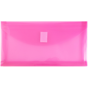 #10 Business with 1" Expansion Plastic Envelopes (5 1/4 x 10) with Hook and Loop Closure - Fuchsia Pink