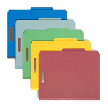 Pressboard Classification File Folders, 2 Dividers, 2 inch Expansion - Red / Legal / 10