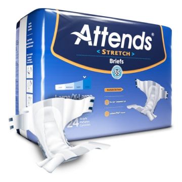 Unisex Adult Incontinence Brief Attends Stretch Disposable Heavy Absorbency - Medium (32 inch to 44 in) Bag of 24