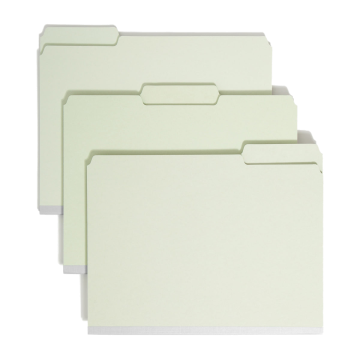 Pressboard File Folders, 2 inch Expansion - Gray/Green / Letter / 25