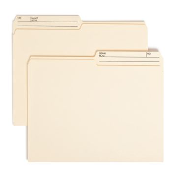Reversible Printed Tab File Folders, 1/2-Cut Tab, 9 1/2 pt. - Ivory / Letter / 100