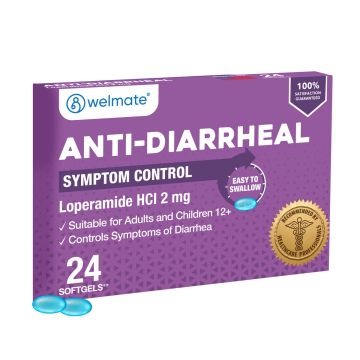 WELMATE Diarrhea Relief - Loperamide 2mg, 24 Softgels (Generic Imodium)