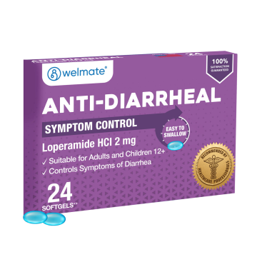 WELMATE Diarrhea Relief - Loperamide 2mg, 24 Softgels (Generic Imodium)