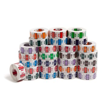 BCCR Bar Style Color-Coded Alphabetic Labels, A-Z Rolls - E / 500