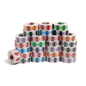 BCCR Bar Style Color-Coded Alphabetic Labels, A-Z Rolls - E / 500