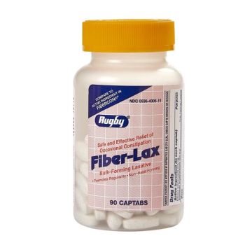 RUGBY Laxatives - Calcium Polycarbophil 625mg, 90 Captabs (Generic Fibercon)
