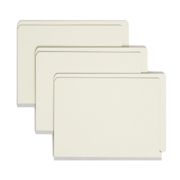 Pressboard End Tab File Folders, Straight-Cut Tab, 2 inch Expansion - Gray/Green / Letter / 25