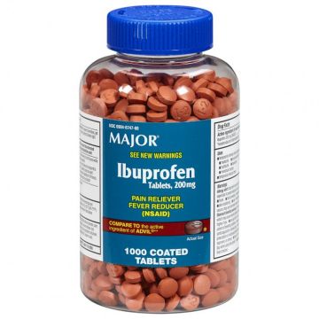 MAJOR Pain Relief - Ibuprofen 200mg, 1000 Tablets (Generic Advil)