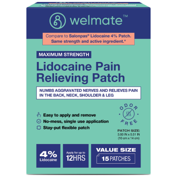 WELMATE Pain Relief - 4% Lidocaine Patch, 15 Patches (Generic Salonpas)