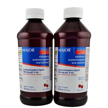 Acetaminophen (Children's) Liquid, 16 oz each (2 Pack) by Major